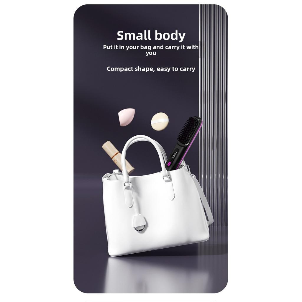 Wireless Hair Straightener Brush, 30W Ceramic, 3 Temperature Settings, LED Display, Professional Styling Tool for Family Travel, Ideal Gift