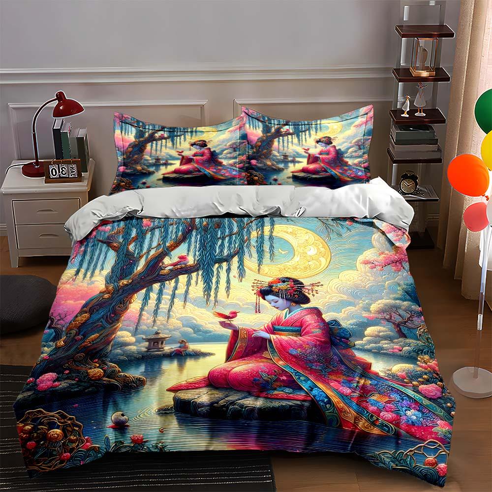

Elegant geisha scene. Bedding Duvet cover sets Duvet covers Pillowcases gifts (1 * Duvet Cover 2 * Pillowcases, without duvet insert) 135x200cm
