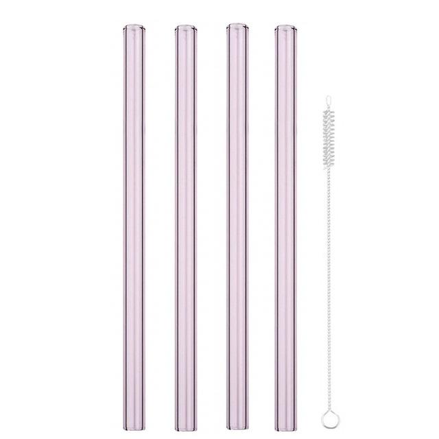 4Pcs Glass Straws Reusable Drinking Glass Tube Eco-friendly With Cleaning Brush Events Party Favors Supply