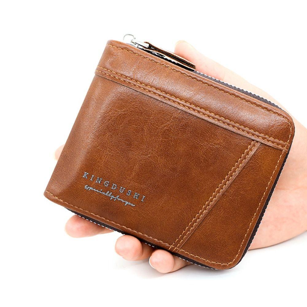 Multifunctional Male Coin Purse Pu Business Card Holder Portable Men's Short Wallet  Outdoor