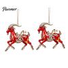 Xmas Party Hanging Ornaments 2 Pcs Zodiac Animals Christmas Ornaments, 2D Acrylic Red Animal Decorative Holiday Pendants Decorations, Chinese New Year