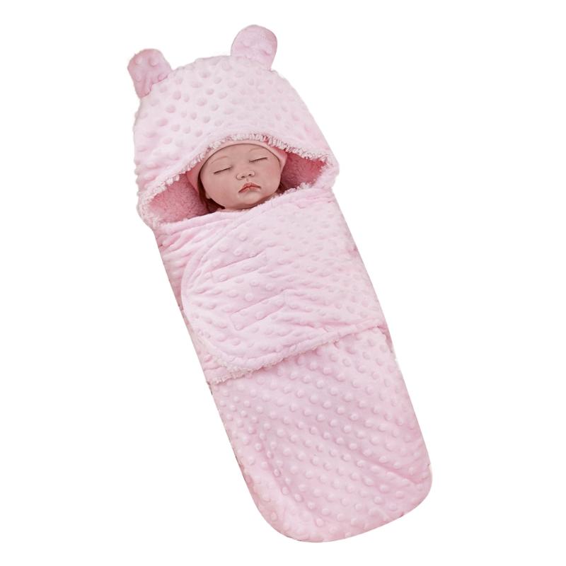 

Стильний та Практичний Дитячий Плед Двошаровий Плед з Овечої Вовни Дитячий Конверт Спальний Мішок для Новонароджених Легка Сумка для Холодних Сезонів рожевий