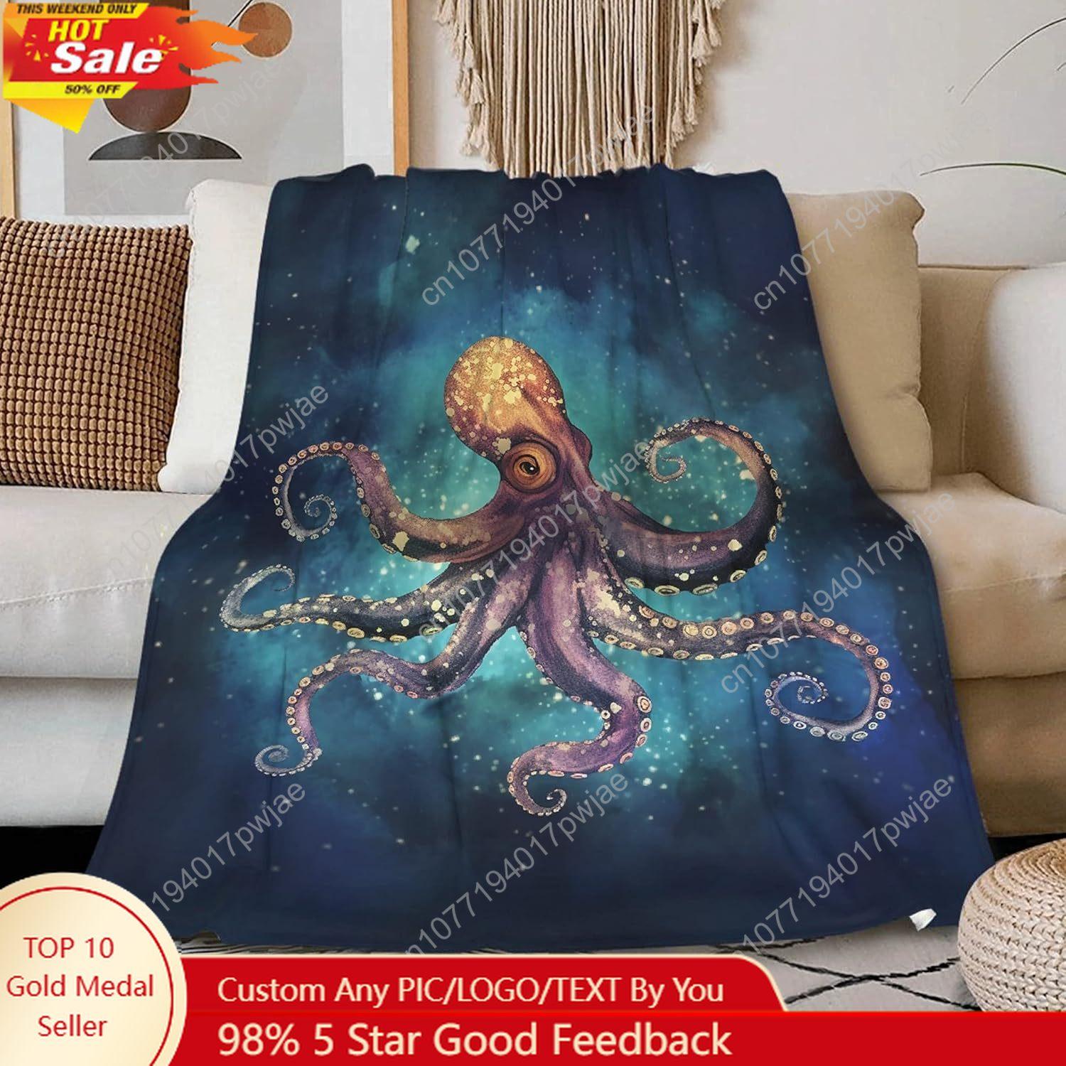 Creative Homewares Unisex Octopus Fleece Throw Blanket Lightweight Super Soft Flannel Bed Blanket Perfect Home Decor For Couch Chair Sofa Custom Blankets