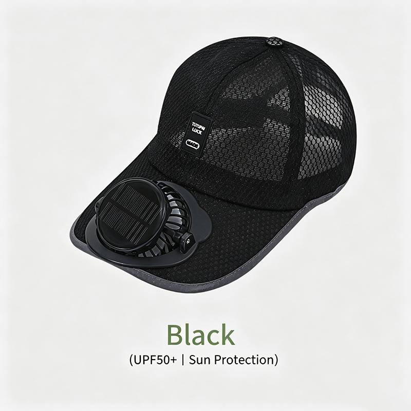 Solar Powered Cooling Fan Cap USB Rechargeable Anti-UV Breathable Sun Hat for Summer Outdoor Sport Travel Daily Use
