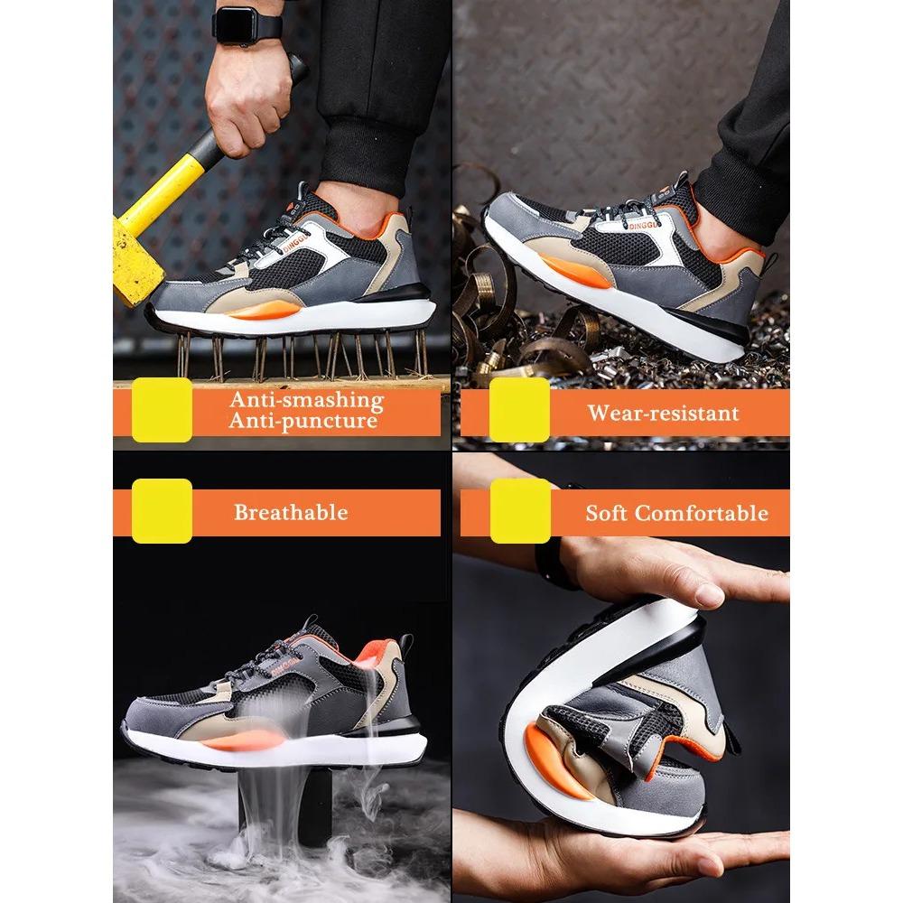 Pantofi de siguranță Bărbați Pantofi de lucru cu plasă respirabilă Cizme de siguranță indestructibile Femei Pantofi de protecție cu vârf de oțel