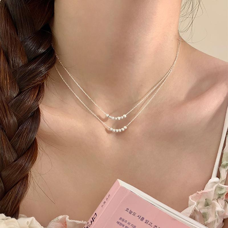 925 Sterling Silver Multiple Round Beads Choker Necklace Women 2025 Trendy Bead O-Chain Simple Pendant Fine Jewelry Wholesale