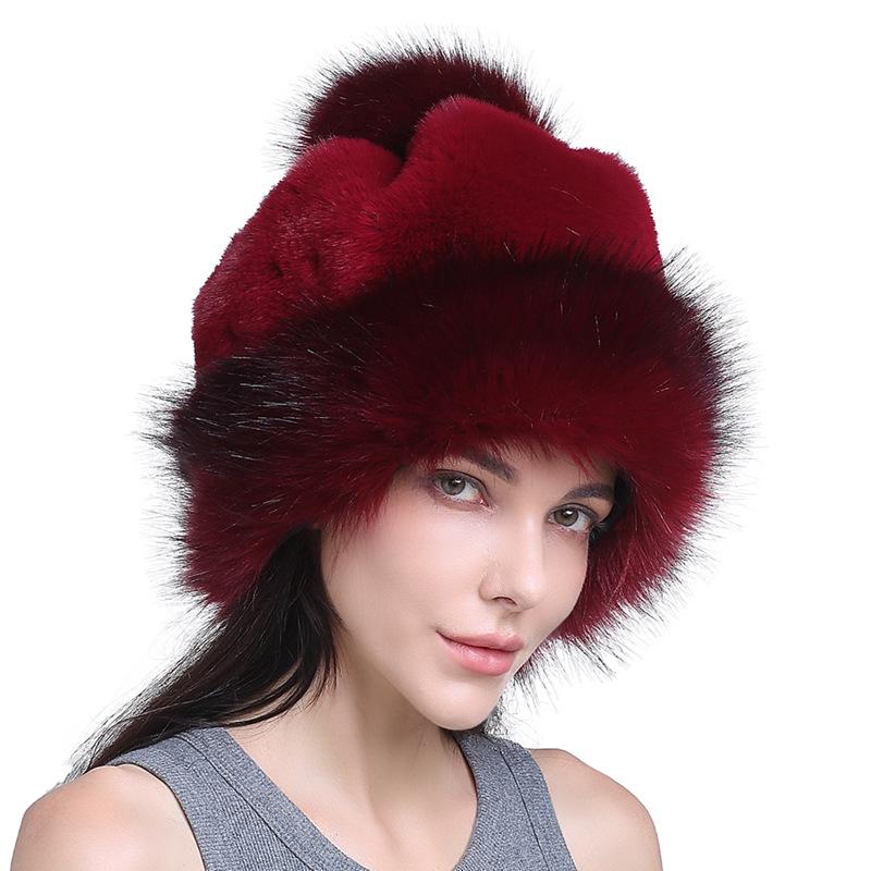 Women's Fashion Fox Fur Ball Hat Autumn and Winter Warm Fur Straw Hat