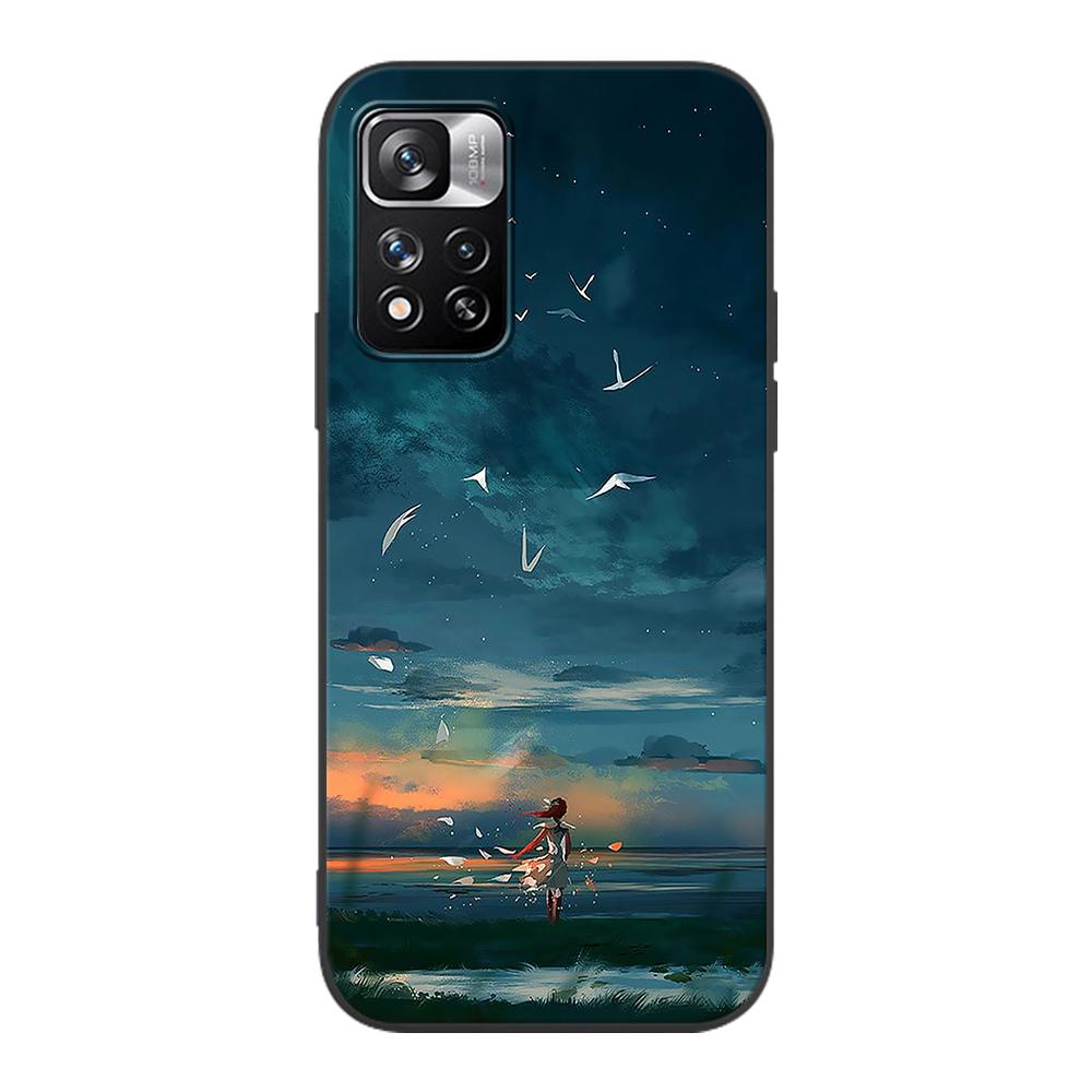 Little Prince Watercolor Art Case for Xiaomi Redmi Note 9S 9 8 10 11 Pro 9C 9A 7 8T 7A 8A 6A 6 10S Black Soft Cell Phone Cover