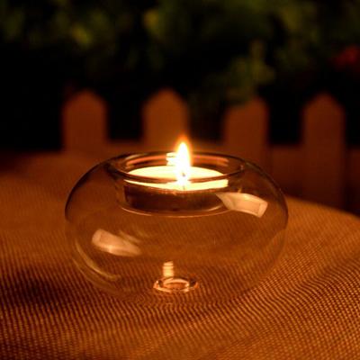 Transparent Glass Candle Holder Round Candlestick Wedding Dinner Table Decoration Bar Party Christmas Decoration Light Holder