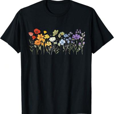 Stunning Cat In Wildflowers Cottagecore Aesthetic Cat Lover T-Shirt