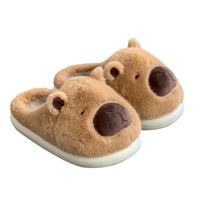 Women's Winter 2024 Capybara Plush Cotton Slippers - Warm, Thick, and Cute for Home Use