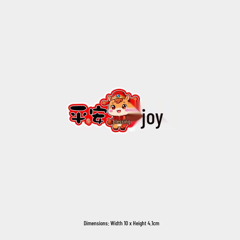 Peace & Joy New Year Reflective Cartoon Car Sticker for Rear Windshield