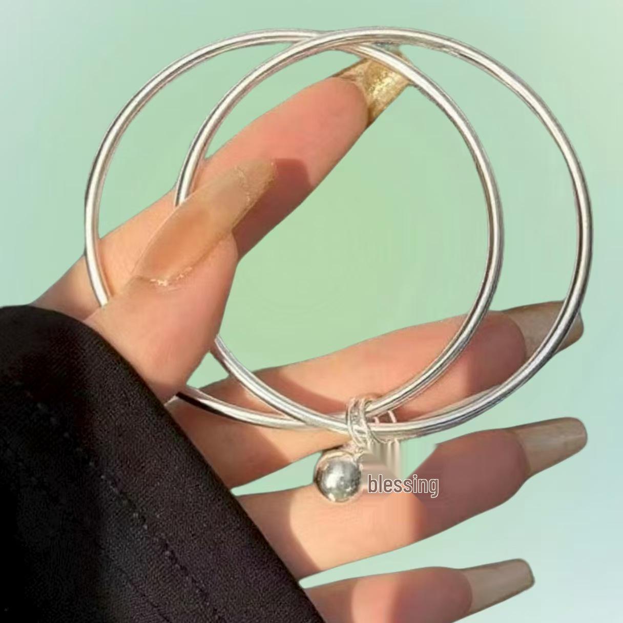 Модный браслет Douyin бренда Fu с двойным кольцом, минималистичный – Элегантный, высококлассный дизайн Metal