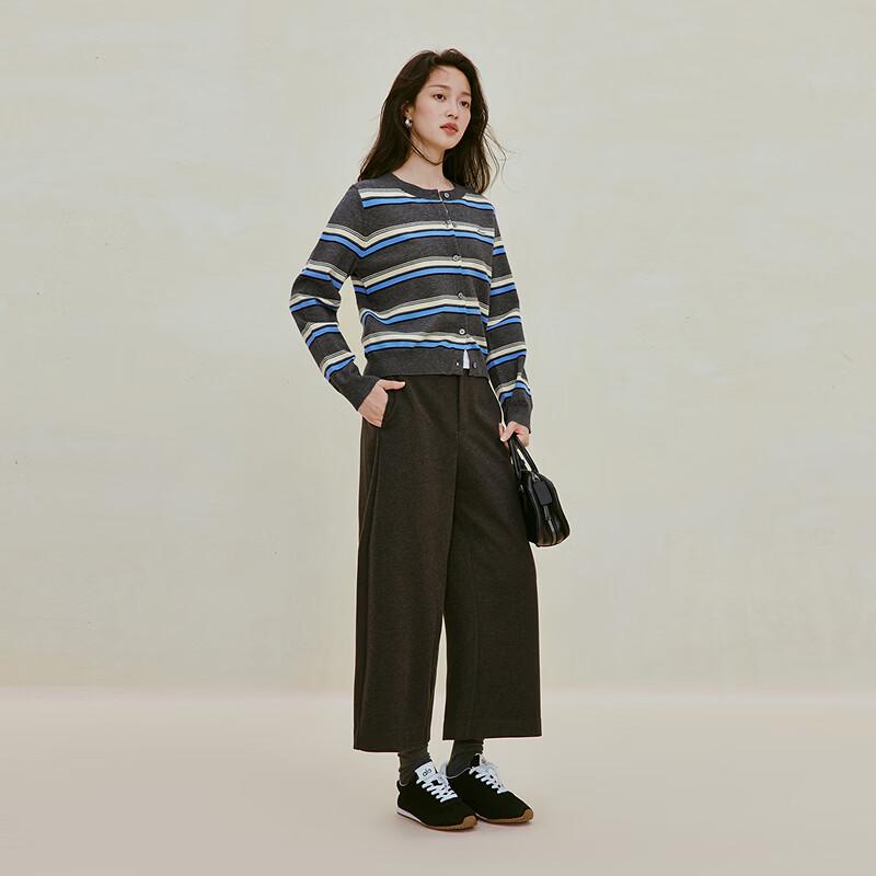 INMAN Women's Retro Striped Knit Cardigan