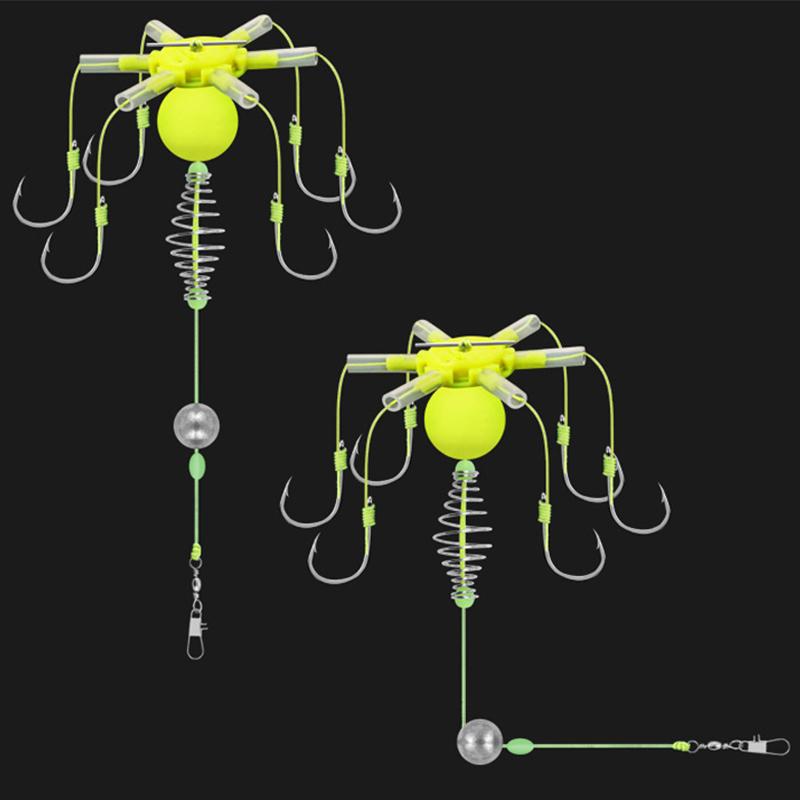 Est 1Pcs Hook Fishing Bait Cage Four Hook Carbon Steel Line Group Feeder Sinker Float Sharp Fishing Spring Bait Cage Tools