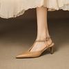 Fashion 2025 Summer Women Shoes Pointed Toe Thin Heel Women Sandals Genuine Leather Women Shoes Stiletto Elegant High Heels Party Shoes