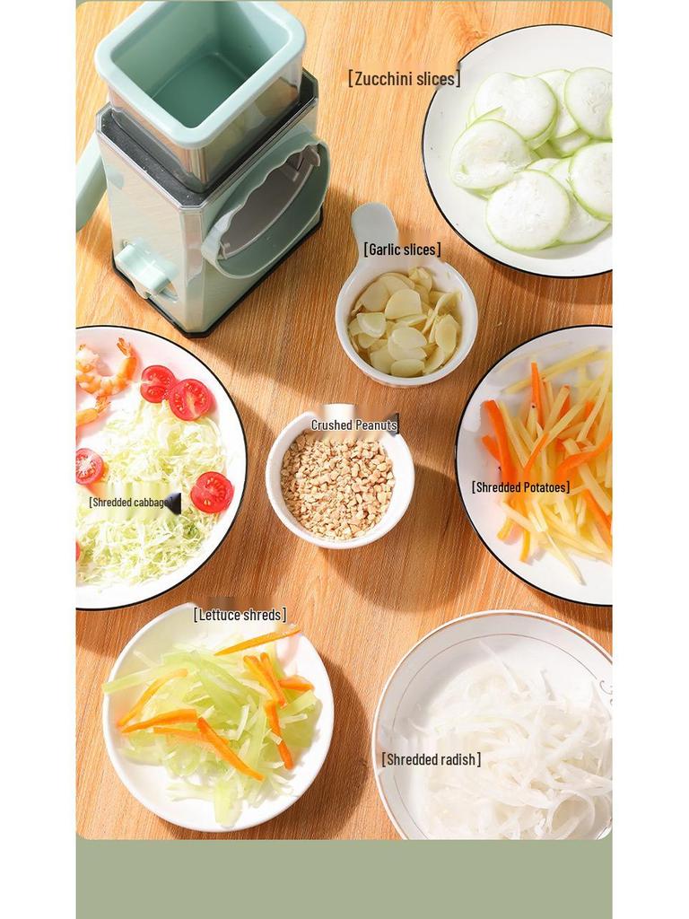 Multifunctional Hand-Cranked Vegetable Slicer and Shredder for Potatoes and Carrots