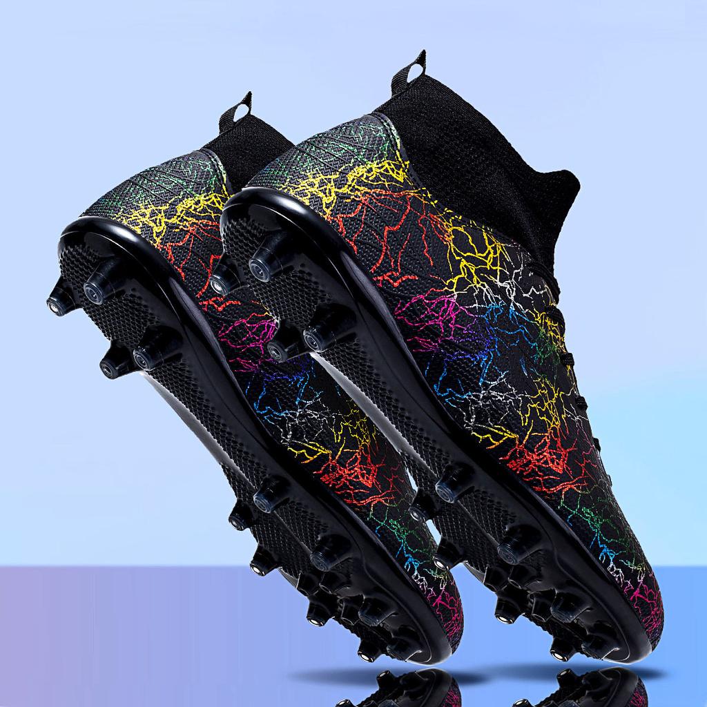 New Football Shoes High-top Long Nails Gold Camouflage Professional Sneakers Broken Nails Non-slip Adult Men's and Women's Football Shoes
