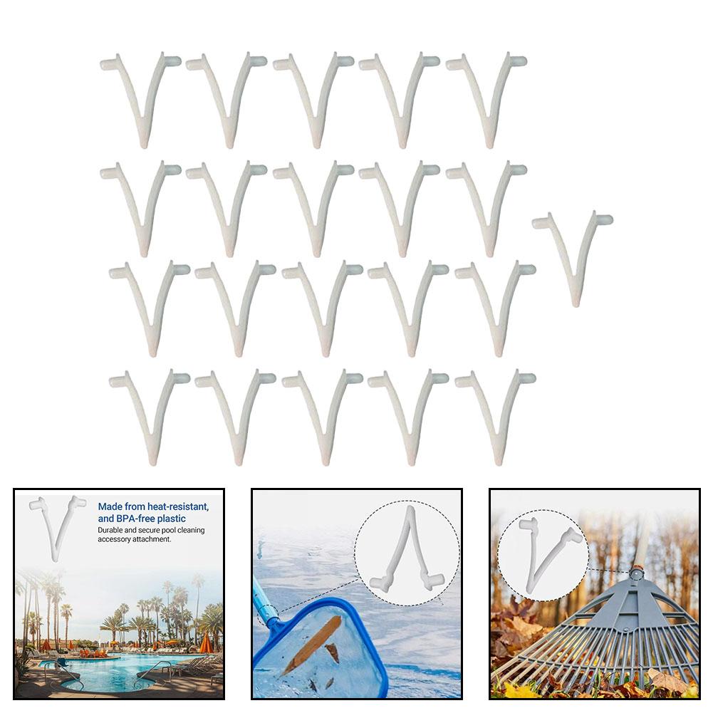 Attachment Clips Pool Brush Clips For Cleaning Pool Walls Super Value Pack Thick And Strong Plastic For Leaf Rakes