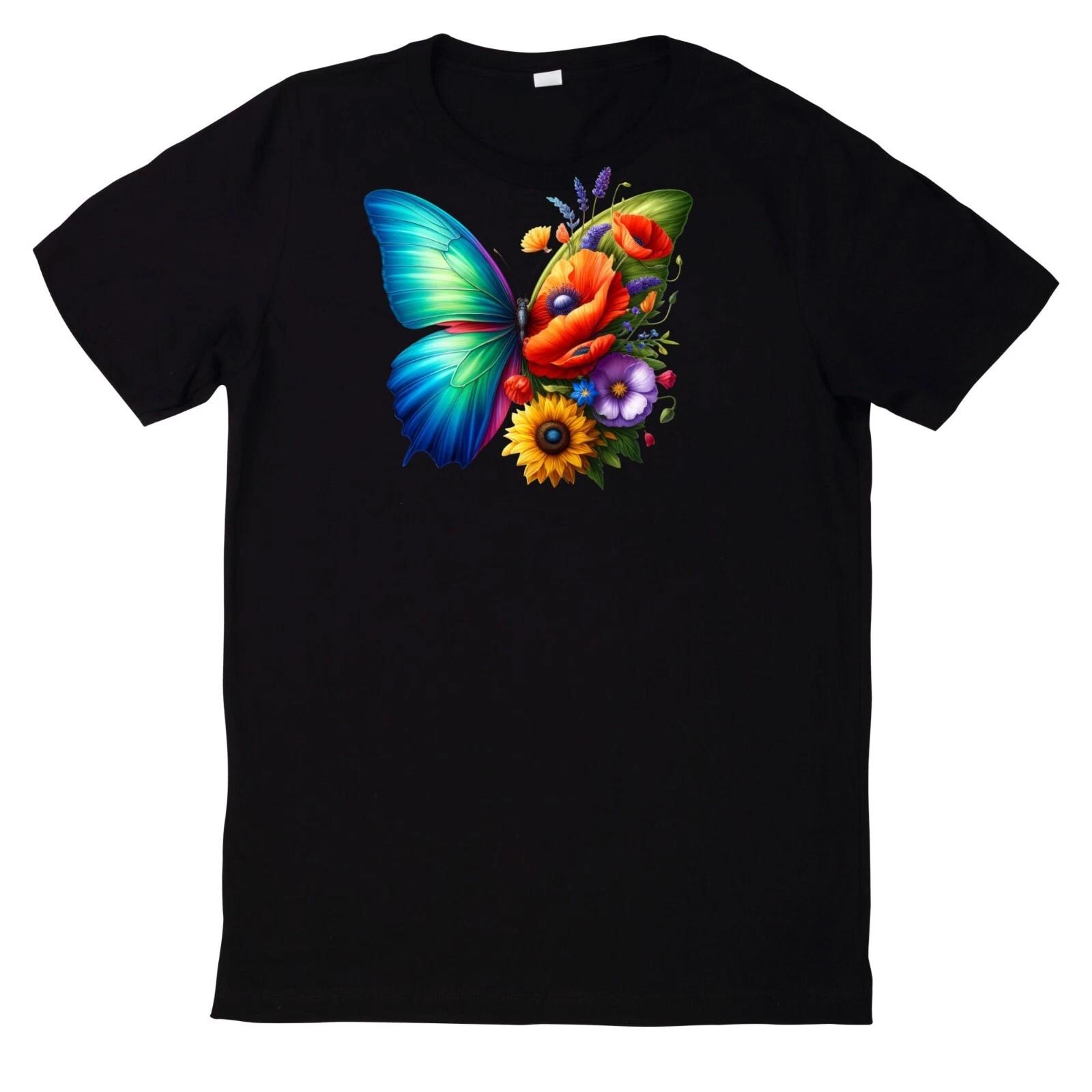 T-Shirt Blumen schmetterling XXXL