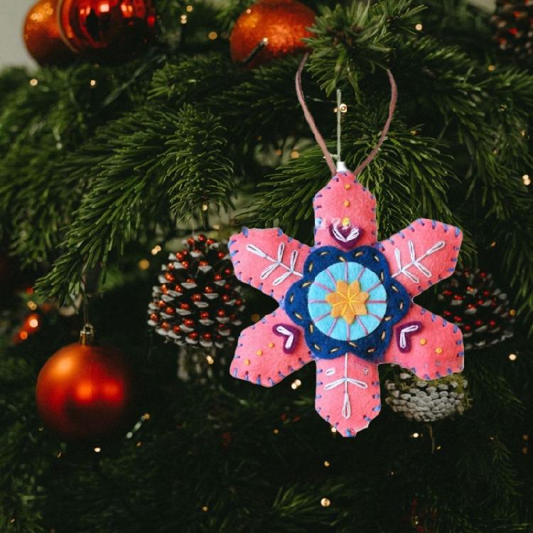 Festival Snowflake Felt Decorations With Embroidery Detail Reusable Christmas Tree Gift Accessories
