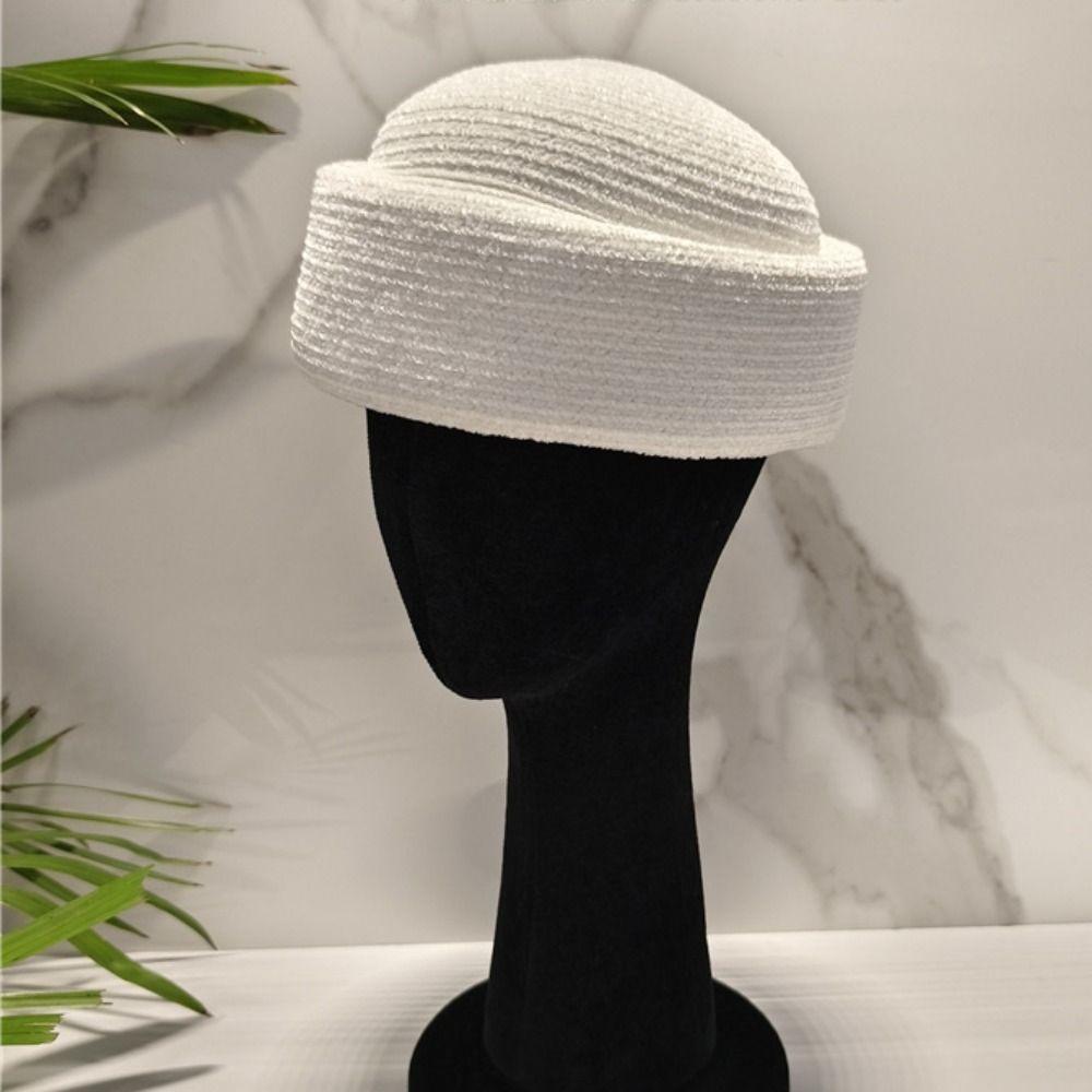 Elegant Beret Hat French Style Fedora Hat Vintage Chenille Pillbox Hat Cocktail Event