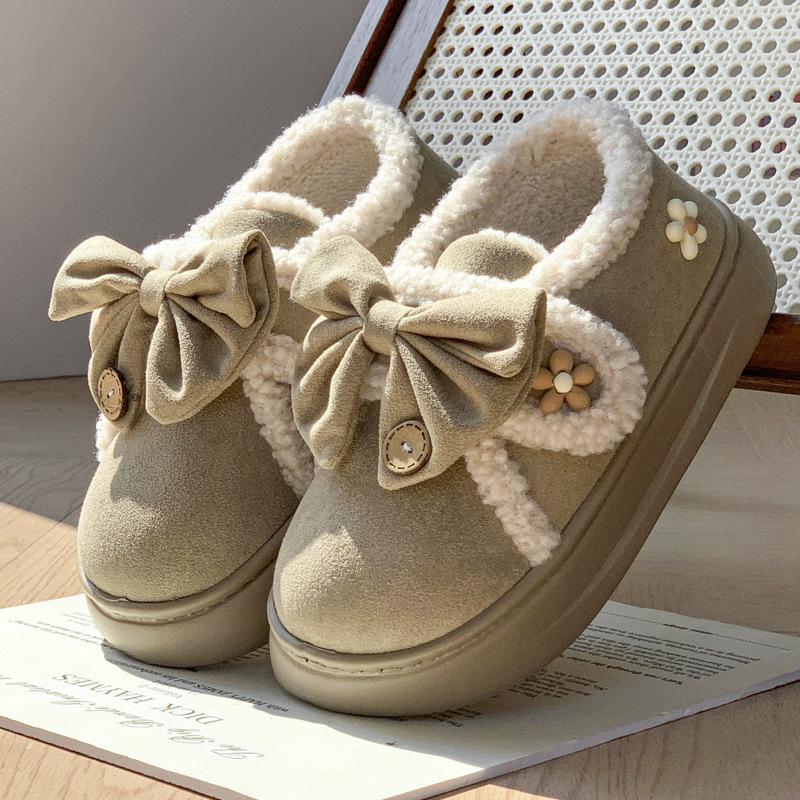 Cotton slipper bag heel 2025 new autumn and winter outer wear non-slip versatile Velcro home warm cotton shoes