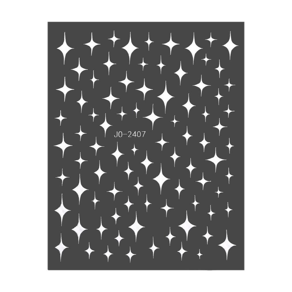 12-Sheet Embossed Silver Nail Art Stickers DIY Press-On Decals