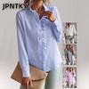 JPNTKY Damen Mode Lässige Langarm V-Ausschnitt Blusen & Hemden