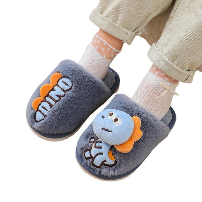 Children Cartoon Slippers Soft Bottom Cute Slipper Dinosaur Warm Children Baby Cotton Slippers Kids Shoe for Girl Zapatos Niña