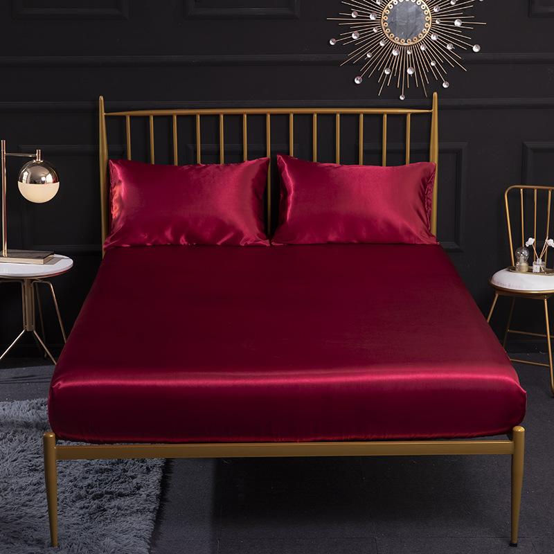 

Роскошное постельное белье из чистого атласа и шелка, мягкие двусторонние гипоаллергенные простыни, плоская простыня, простыня, наволочка для ребенка, близнец, полный размер Queen King Size US-T/UK-S вино красного