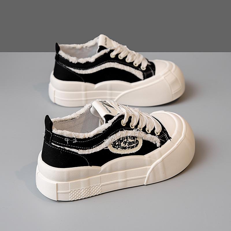 thick-soled low-top canvas shoes for women's 2025 spring new little white shoes versatile student sports and leisure board shoes tide