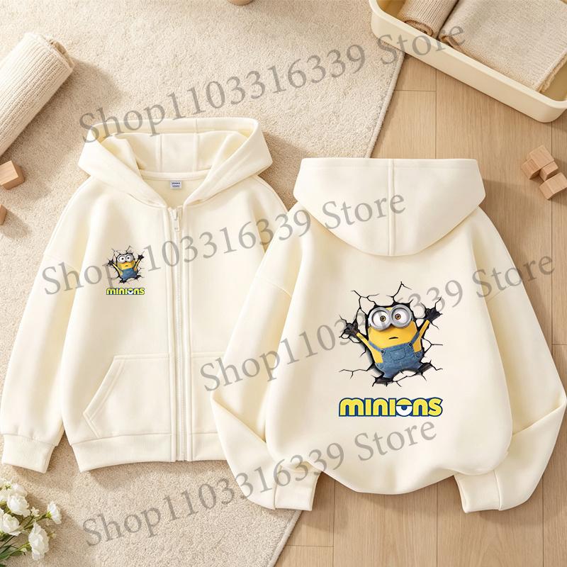 New Minionses Kids Zipper Hoodies Coats Girl Boy Sweatshirt Clothes Long Sleeve Harajuku Pullovers Casual Hooded Tops GIFT 2026