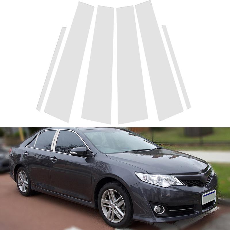 6pcs/set Silvery Car B Pillar Post Covers Trim Window Column Sticker for Toyota Camry 2012 2013 2014 2015 2016 2017 BC Column Parts