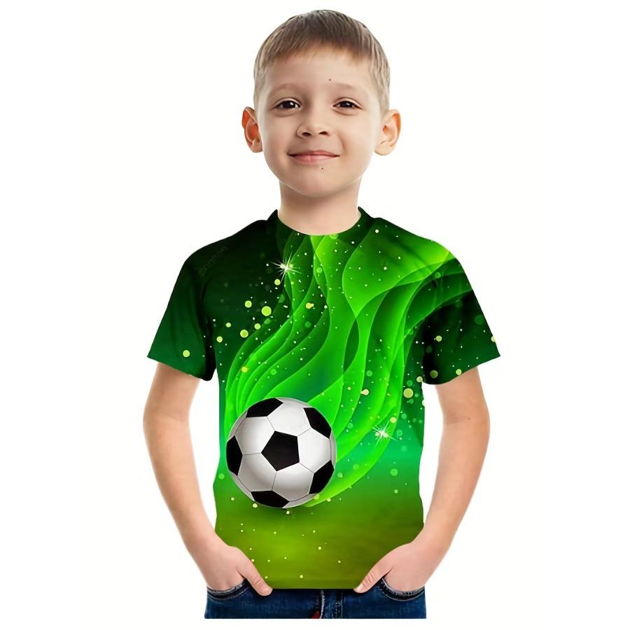 Tricou pentru copii Fotbal 3D Tricou cu imprimare pentru băiat Tricouri casual cu mânecă scurtă Topuri pentru fotbal de stradă Fete Băieți Tricouri sportive Chico Camiseta