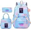 Huntrix Demon Hunters School Bag Meal Bag Pencil Bag Three-Piece Set Large Capacity Backpack Girls Elementary School Backpack