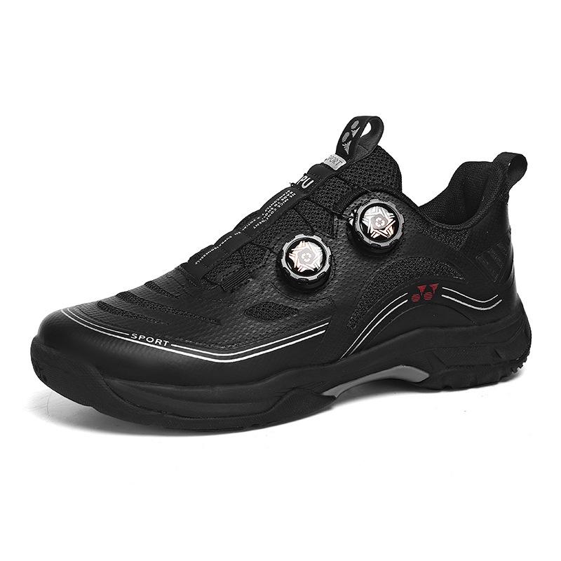 Men's Breathable Rotary Buckle Sports Shoes - Lightweight Casual Badminton and Tennis Trainers
