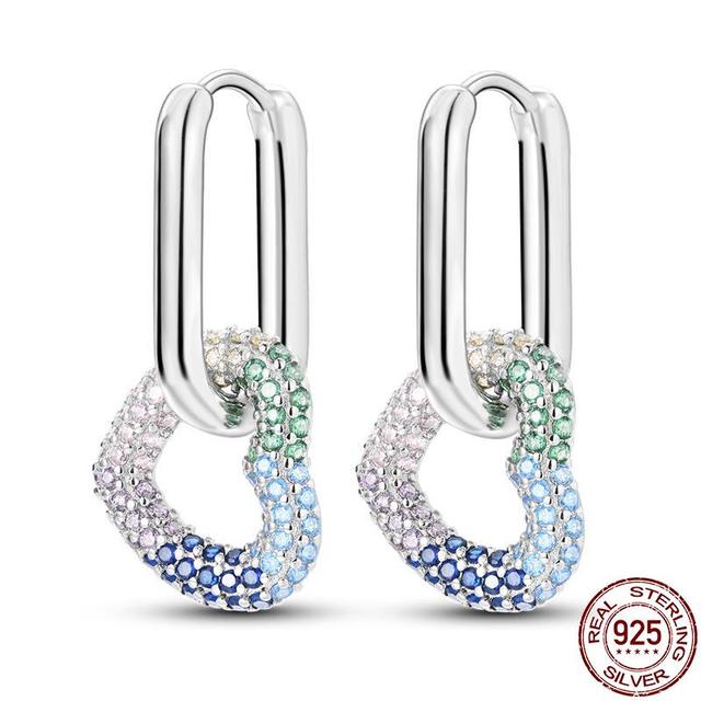 100 % echte 925 Silber Ohrringe Schneeflocke Zirkon Herzform Gold Roségold Zirkon Schmuck funkelnden Creolen Anhänger