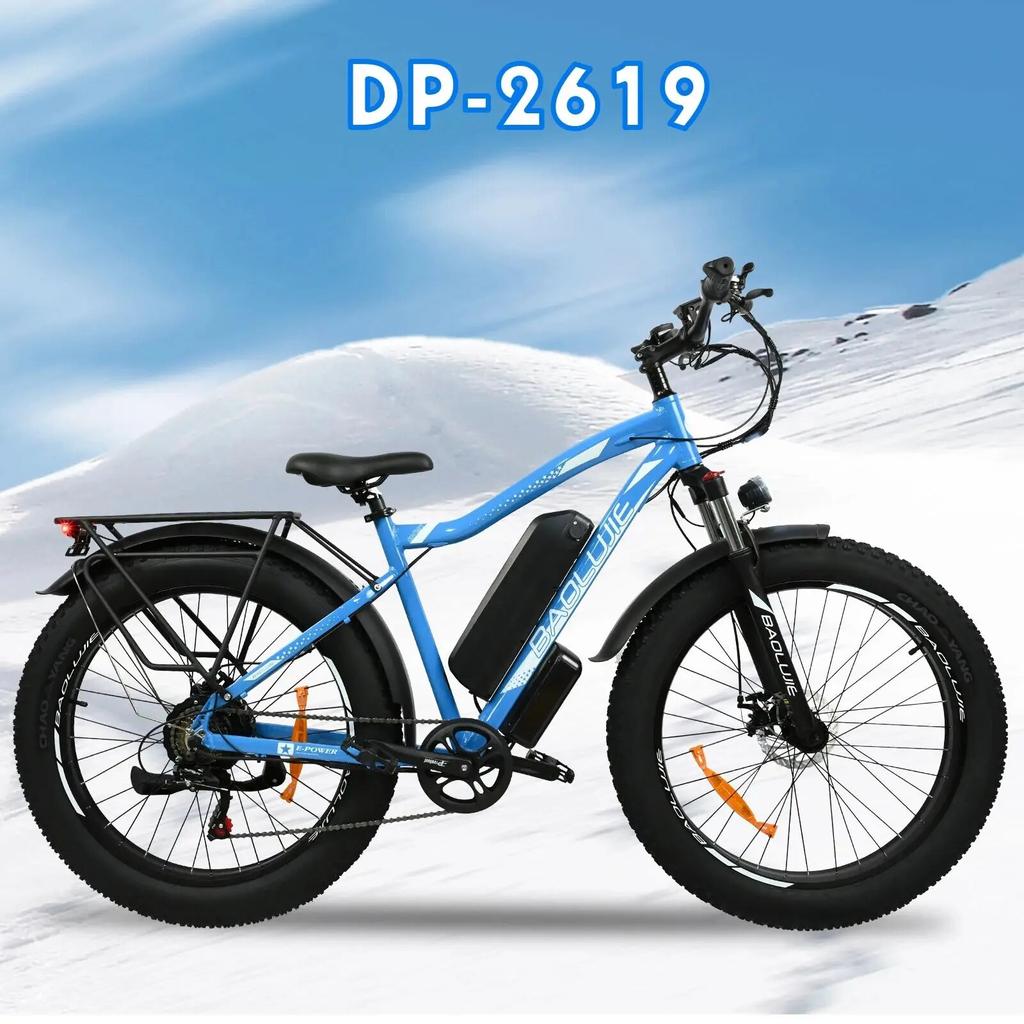 Vélo électrique à gros pneus BLJ-DP2619 de 26 pouces, 1000W, 48V, 13ah,  batterie amovible, vélo électrique pour adulte, roue à rayons à vitesses, 