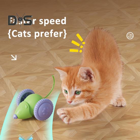 Smart Elektrisk Mus Katteleke Oppladbar Automatisk Bevegelig Mus Bil Leike med LED-lys Interaktiv Kattekost for Innekatter