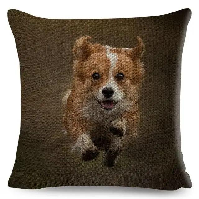 Cute Welsh Corgi Pembroke Dog Printed Pillowcase Decoration  Pet Animal Cushion Cover Sofa Household Car