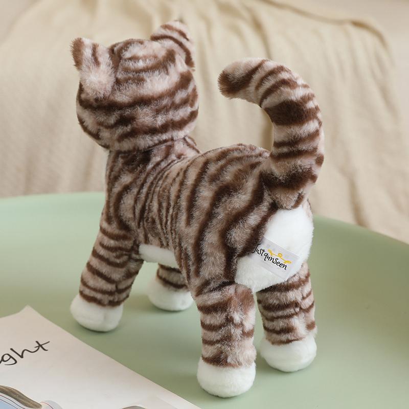 25CM Simulation Cat Doll Stuffed Animal Lifelike Pet Cat Toys Home Ornament Holiday Surprise Gift