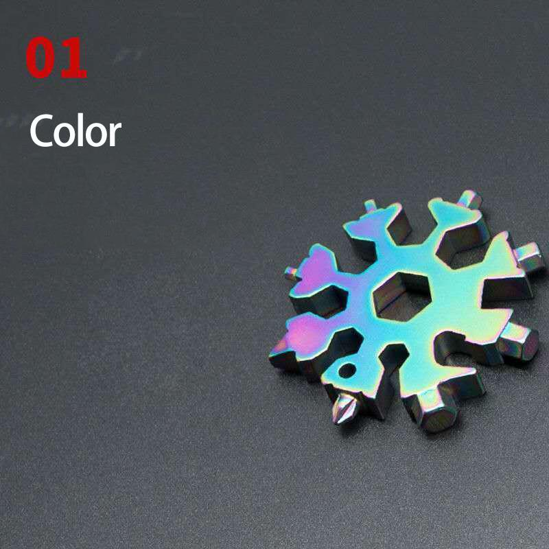 Portable 18 In 1 Mini Snowflake Multi Pocket Tool Spanner Hex Wrench Multipurpose Camp Survive Outdoor Hike Key Ring Key Chain