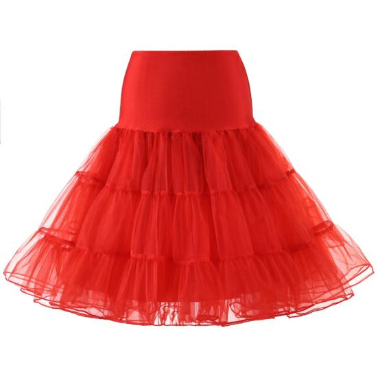 Retro Women Solid Color Wedding Bridal Underskirt Crinoline Tutu Tulle Petticoat