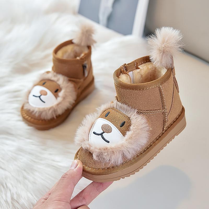 New Children's Snow Boot Soft Fluffy Girl Winter Boots Warm Outdoor Plush Versatile Kids Boots for Boys Cute Embroidered Fashion