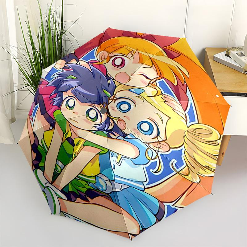 

1pc Rainbow Friends Automatic Opening/Closing Outdoor Umbrella - Portable 3-Fold Design with 8-Bone Iron Frame, Perfect for Fans, Travelers, Dail