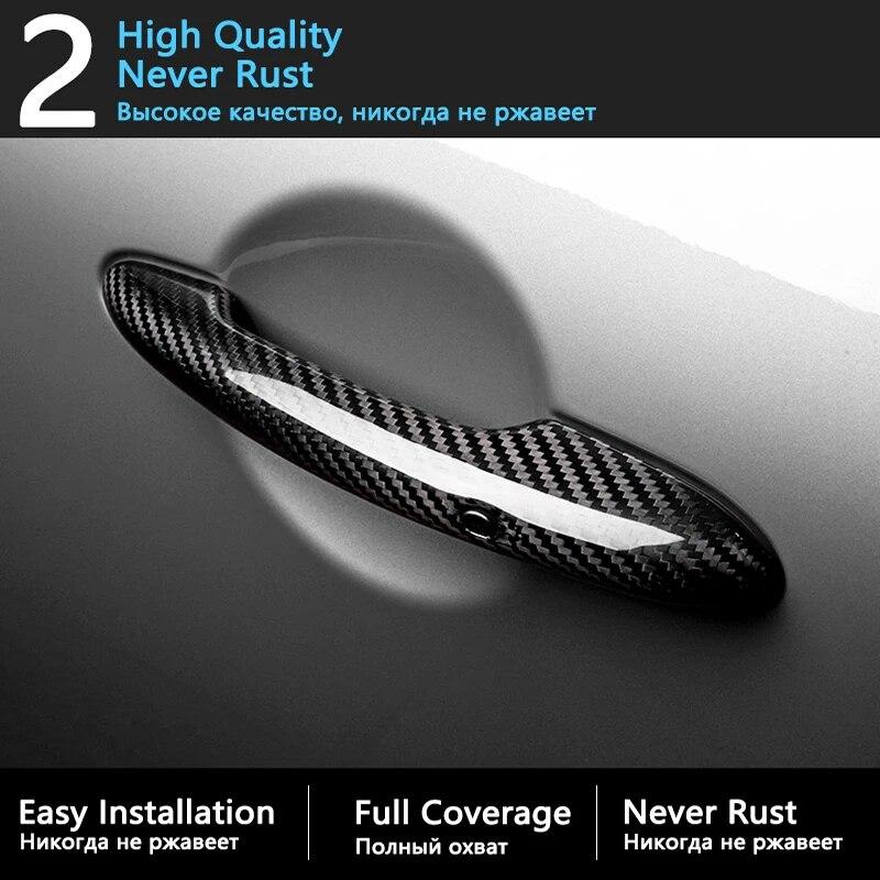 Black Carbon Fiber for Peugeot 107 2005 2006 2007 2008 2009 2010 2011 2012 2013 Door Handle Cover Sticker Car Accessories