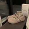 Fan Gui ~ Height Increase 3.5cm ~ Round Toe Double Buckle Birkenstock Wool Mary Jane Wool Single Shoe Girl