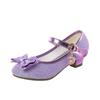 Sequins Girl Leather Shoes Spring Autumn Versatile Children Catwalk Princess Shoes Fashion Wedding Party Kids Bowknot High Heels