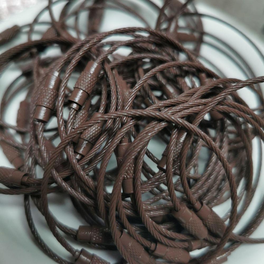 20PCS color paint wire rope 25 colors manufacturer wholesale key ring chain DIY tag cartoon key lanyard accessories